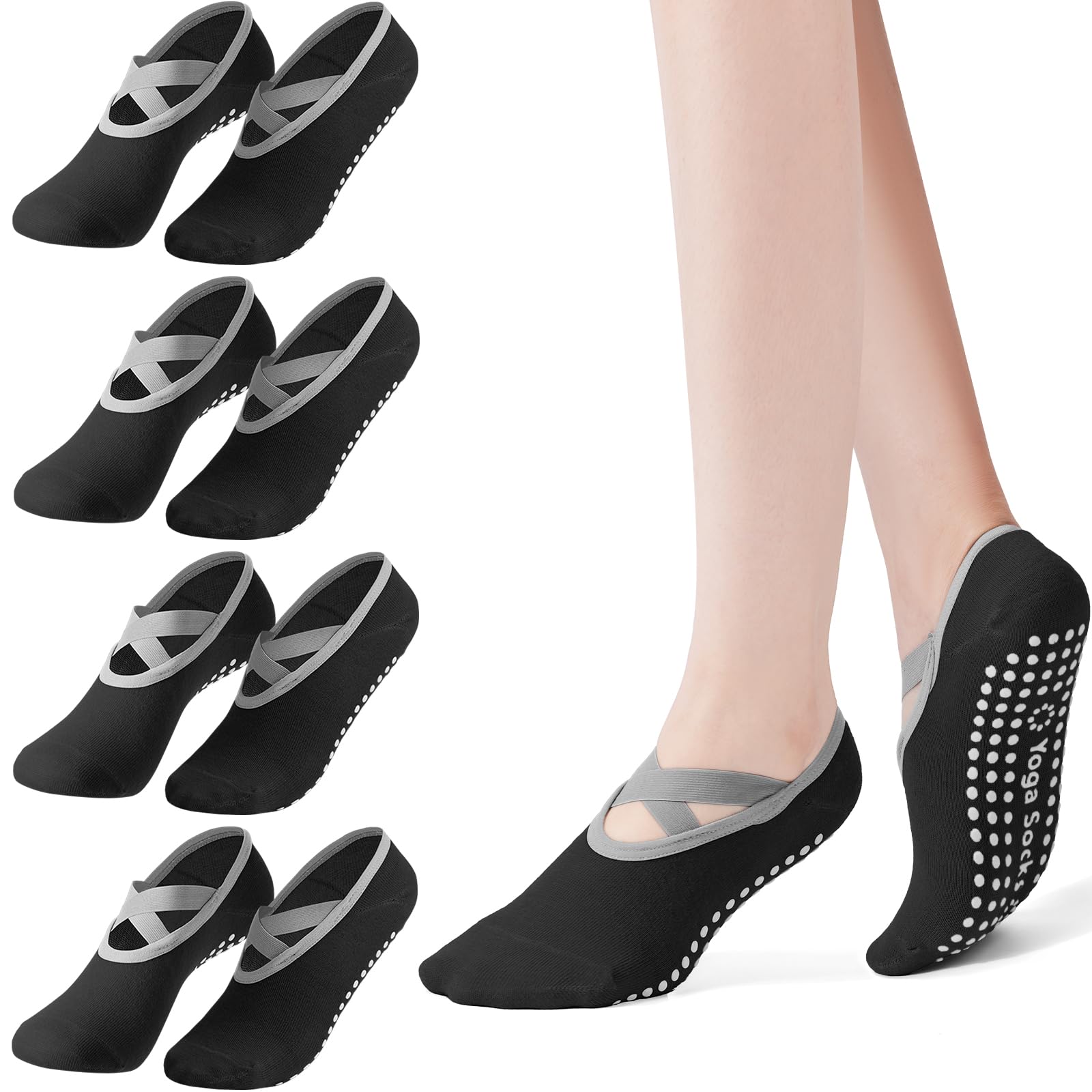 Medias Para Pilates Y Yoga - 4er-Pack Damen-Pilates-Socken, Rutschfeste Yoga-Socken, Socken mit