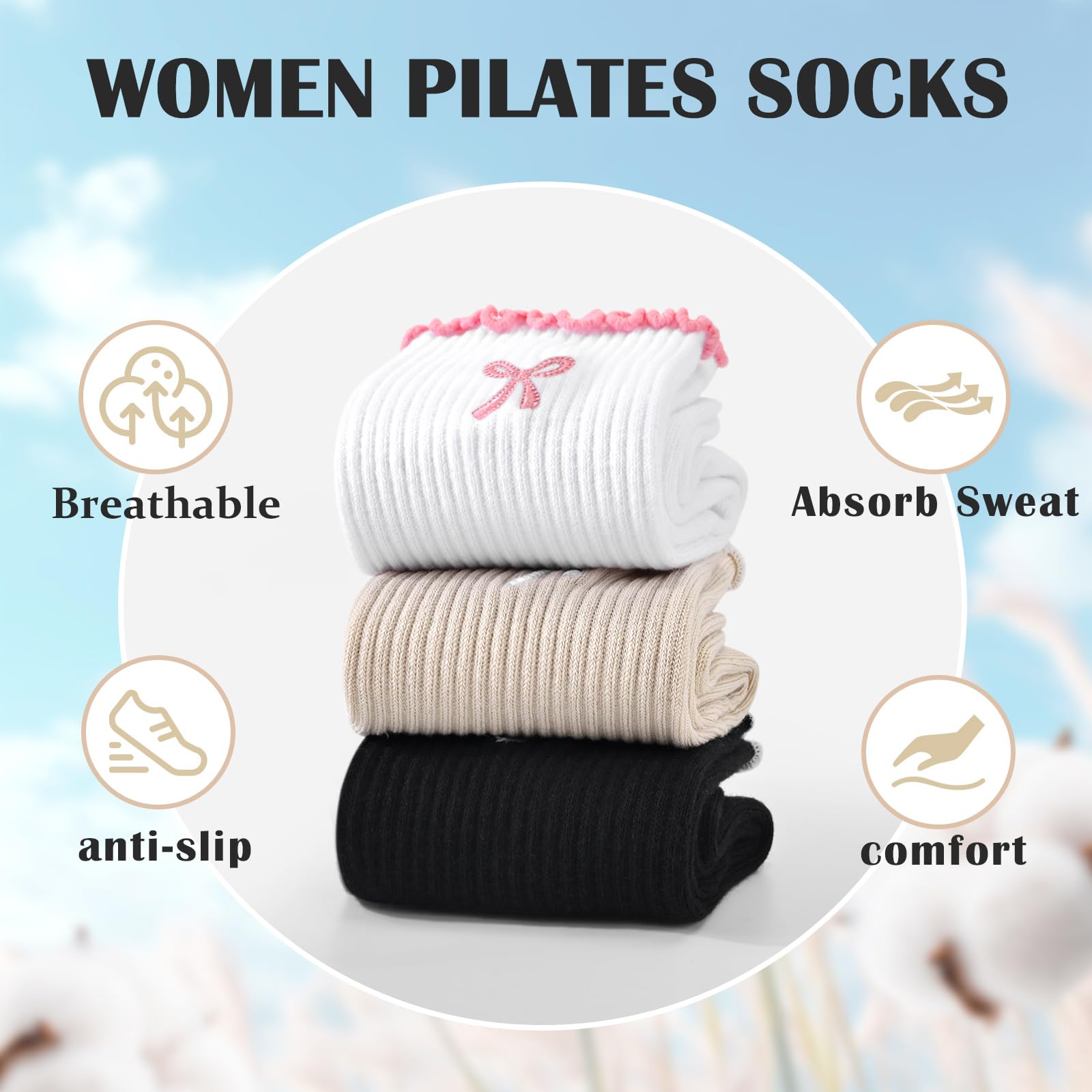 1 Paar rutschfeste Pilates-Soc – Medias Para Pilates Y Yoga Bewertung und Preis